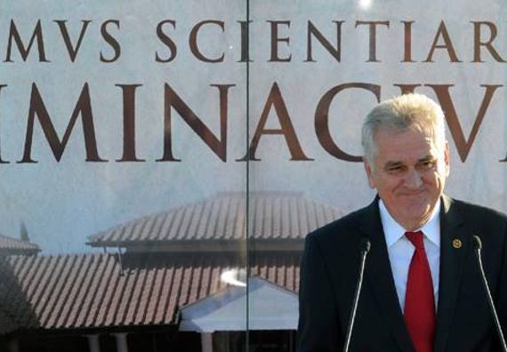 Viminacijum 18.5.2013. god. - Predsednik Nikolić na otvaranju izložbe o Konstantinu Velikom i Milanskom ediktu.